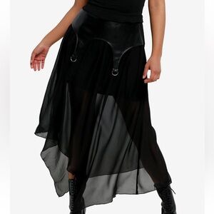 Cosmic Aura Faux Leather & Chiffon Maxi Skirt Hot Topic‎